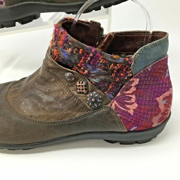 Think! Booties~Leather~Tapestry~Fabric~Metal Studs - Picture 4 of 8